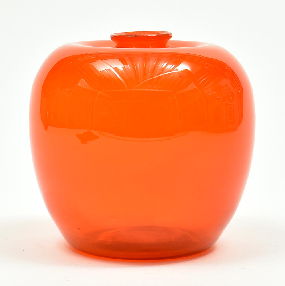 Zweet meester bad Botterweg Auctions Amsterdam > Oranje glazen Serica vaas, ontwerp  A.D.Copier 1926, uitvoering Glasfabriek Leerdam